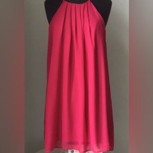 Soprano hot pink midi halter chiffon swing dress S